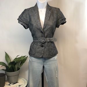 Women’s Banana Republic Petite Gray Short Sleeve Blazer Size 2P